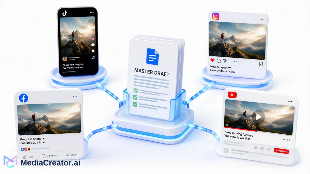 AI 社交媒体帖子生成器:从创意到定时发布草稿 - 使用 Nova、Quick Caption 和 Content Studio,通过每一步的人工审核,将帖子从创意构思转化为已排期的草稿。...
