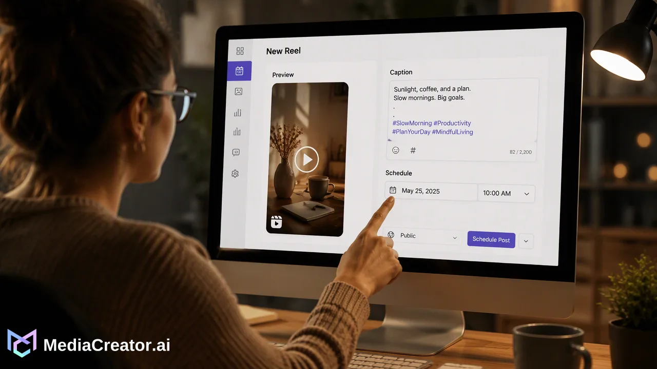 Cómo programar Reels de Instagram sin publicar manualmente - Conecta una cuenta de Instagram elegible, escribe pies de foto para Reels, progr...